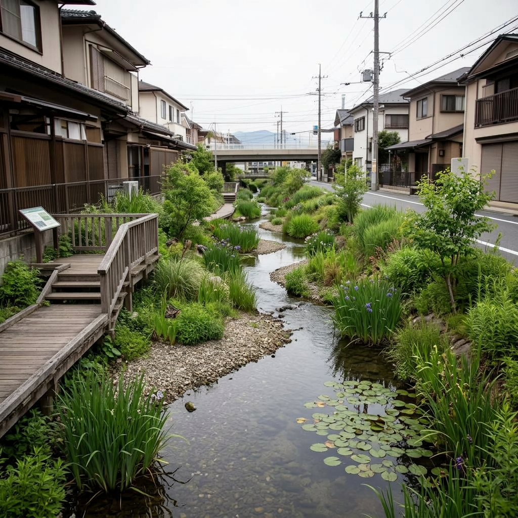 Channelised urban creek → daylighted constructed wetland — for infrastructure agencies & watershed planners. — restored
